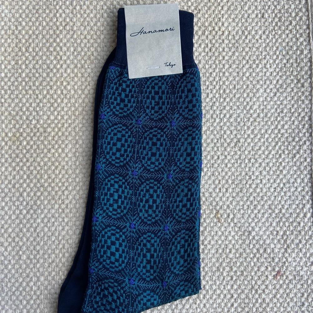 Men's Blue Patterned Dress Socks